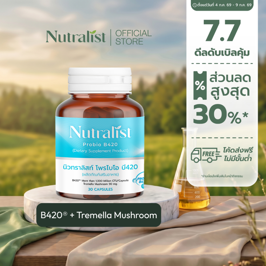 โพรไบโอติก Probiotic B420™ อาหารเสริมดูแลลำไส้ ระบบเผาผลาญ สำหรับคนดูแลรูปร่าง คุมน้ำหนัก | Nutralist Probio B420