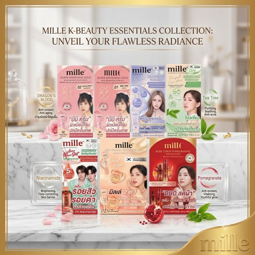 ￼(ยกแพ็ก/6 ซอง) Mille มิลเล่ เซรั่ม คุชชั่น ไพรเมอร์ มิลเล่ 2 in 1