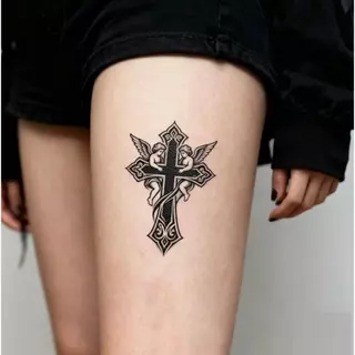 ส่งCODทั่วไทย 📦【Magic Tattoo】สติกเกอร์รอยสักกึ่งถาวร กันน้ำ ติดทนได้2สัปดาห์ ชุดลายไม้กางเขน สติกเกอร์รอยสักชั่วคราว