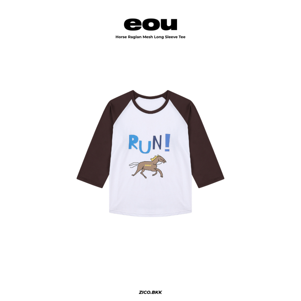 EOU Horse Raglan Mesh Long Sleeve Tee