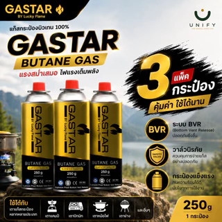 [3 กระป๋อง] แก๊สกระป๋อง แก๊สบิวเทน Lucky Flame GASTAR 250 กรัม เตาปิคนิค พกพา ส่งไว