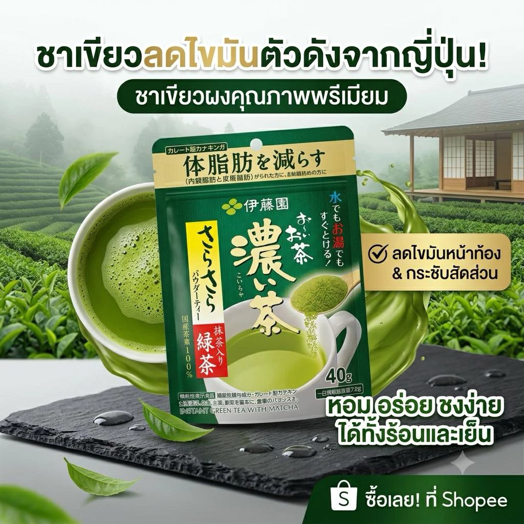 ITO EN ชาเขียวญี่ปุ่นแท้ ผสมมัทฉะ ลดไขมัน 40g นำเข้าจากญี่ปุ่น