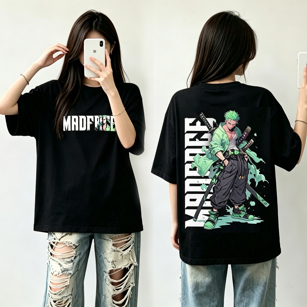 ZY 2026 เสื้อผู้ชาย เสื้อยืด T-shirt โอเวอร์ไซส์ สีขาว สีดำ วันพีซ Unisex วัยรุ่น เสื้อกวนๆ คอตตอนผสม