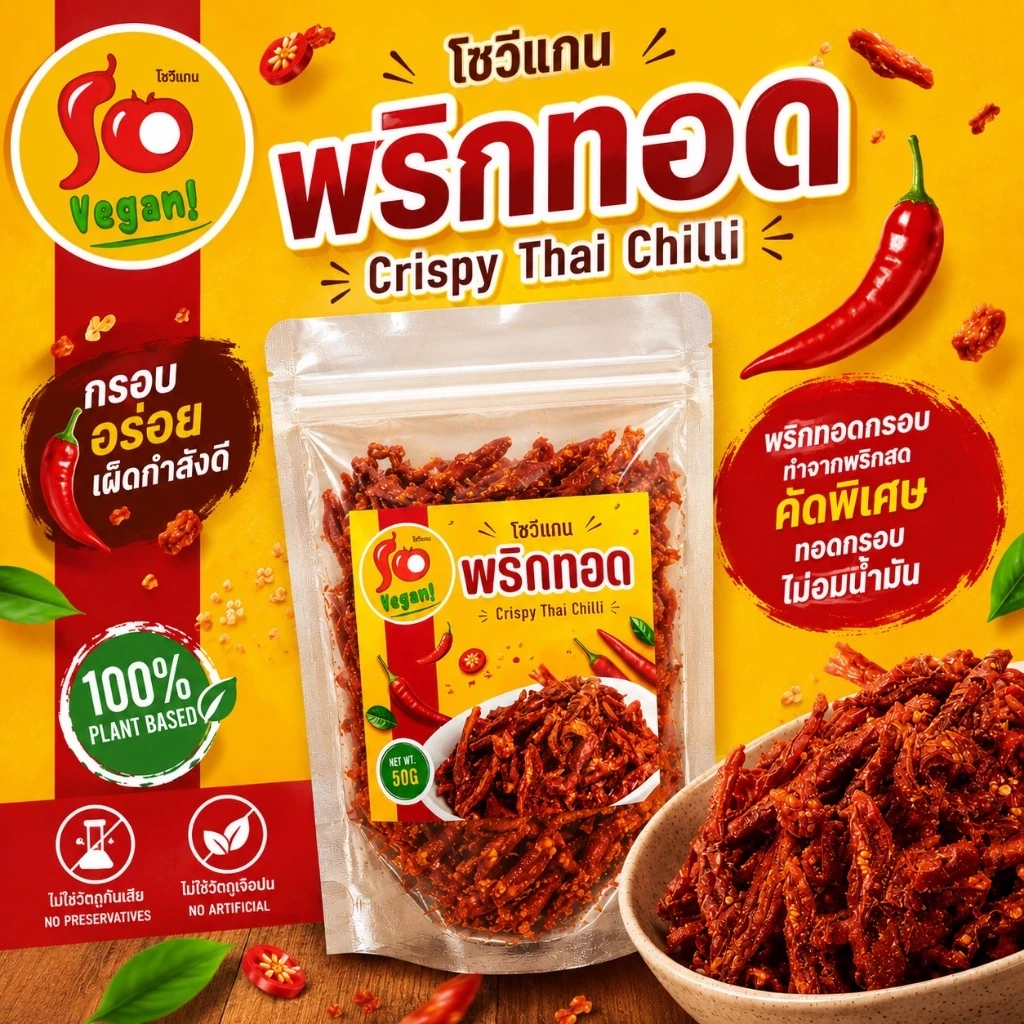 พริกทอด So Vegan – กรอบ หอม ไม่เผ็ดจัด อร่อยเพลิน 50 กรัม