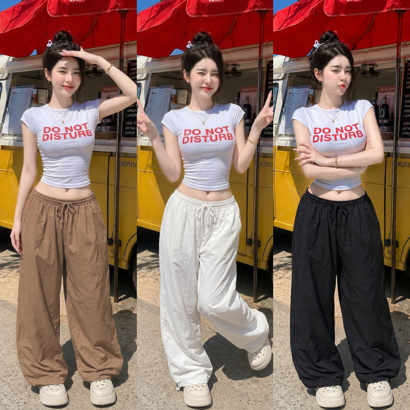 🌈SpinnyHouse🌈กางเกงขายาว กางเกงBaggy เอวยางยืด ผ้าบับเบิ้ล ใส่ได้ทั้งเอวต่ำเอวสูง สาวอวบใส่ได้ รุ่น Baggy bubble