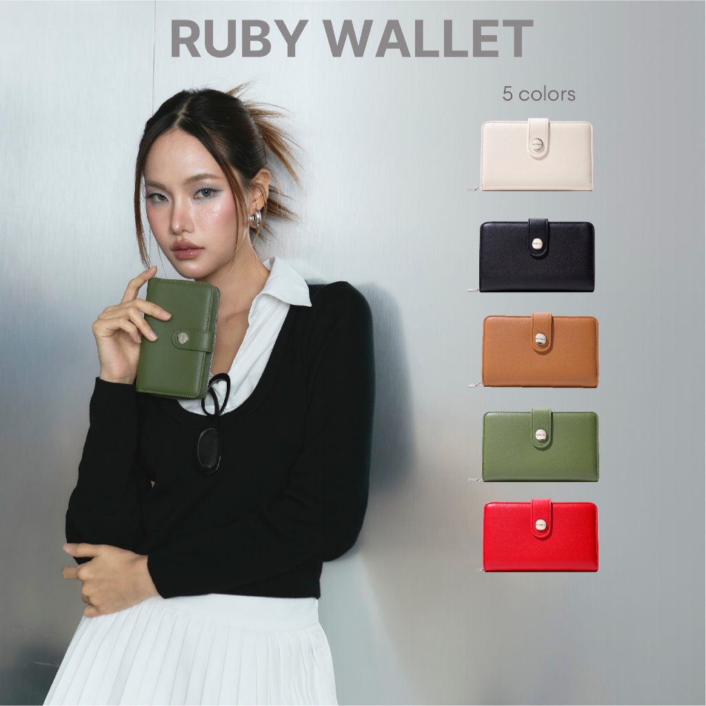 MUNIGA รุ่น Ruby กระเป๋าสตางค์ใบกลาง พร้อมช่องใส่เหรียญ ใส่แบงค์พันไม่พับได้ มีกล่อง พร้อมส่ง‼️