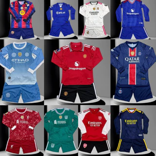 ชุดฟุตบอลเด็ก(แขนยาว) ชุดกีฬา 1 ชุดเสื้อพร้อมกางเกงพร้อมส่งเด็กผู้ชายเด็กผู้หญิง