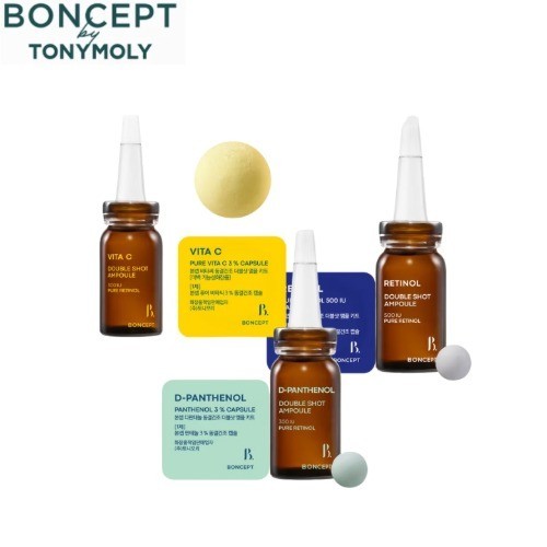 BONCEPT Vita C Double Shot Ampoule Kit เซรั่มวิตามินซี + เรตินอล สูตรผสมสด ลดจุดด่างดำ ผิวกระจ่างใส 10ml