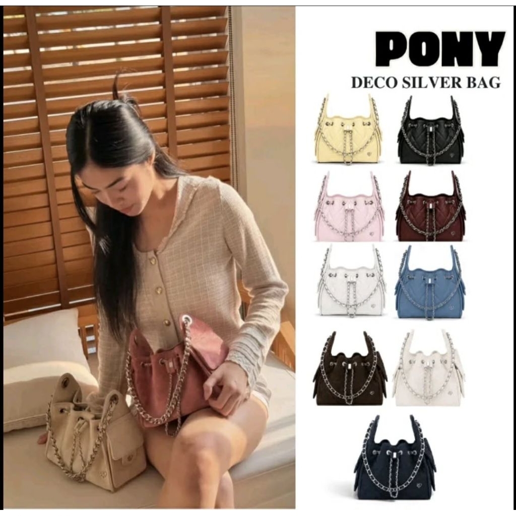 💥 อะไหล่เงิน 💥 กระเป๋าสะพาย รุ่น DE-CO mini คาเวียร์ / หนังกลับ จากร้าน ponypony