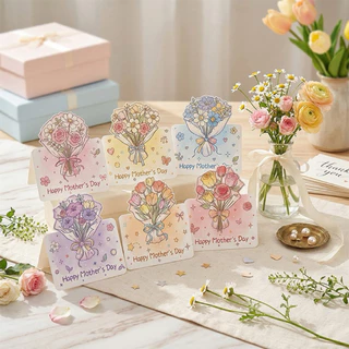 แบบ T6: การ์ดอวยพรวันแม่ 🌸 Mother’s Day Bloom Collection | การ์ดวันแม่ช่อดอกไม้พาสเทล 3D 🌸