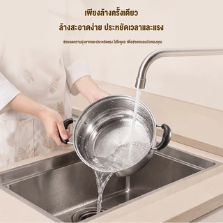 CAMEL หม้อต้มซุป 22CM ทำความสะอาดง่าย สแตนเลส 304 เกรดอาหาร รองรับเตาหลายประเภท