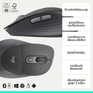 เม้าส์ไร้สาย Logitech M850L Signature Comfort Plus Wireless Mouse เมาส์เพื่อสุขภาพ ช่วยสร้างสมาธิในการทำงาน
