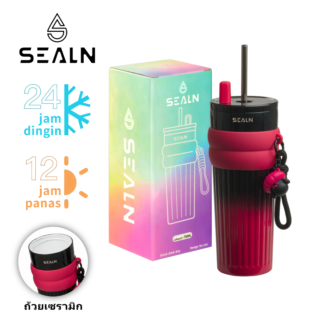 SEALN (26 ออนซ์)แก้วเก็บความเย็น เคลือบเซรามิค ดื่มน้ำชา กาแฟ น้ำผลไม้ สแตนเลส ขนาดพกพา สูญญากาศ ถ้วยเก็บความร้อน ทนทาน