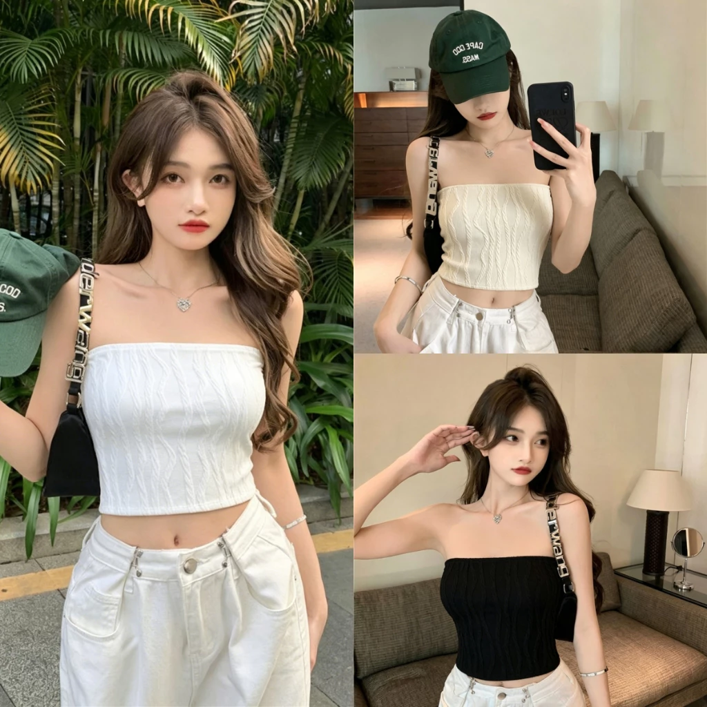 เสื้อกล้าม เสื้อเกาะอก สีพื้น มินีมอล ผ้าใส่สบาย เข้ากับทุกสไตล์ ผ้ายืดได้ #020451