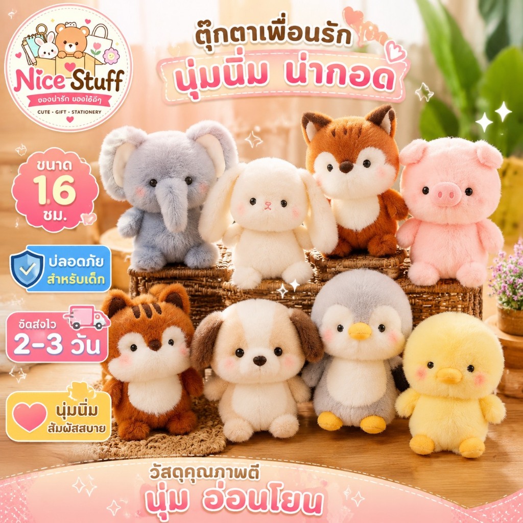 กระต่ายน้อยตุ๊กตาตุ๊กตาสัตว์เมาส์หมูสุนัขจิ้งจอกกระรอกช้างนุ่มยัดไส้สัตว์เลี้ยงตุ๊กตาตุ๊กตาเด็กโต๊ะเครื่องประดับตกแต่ง