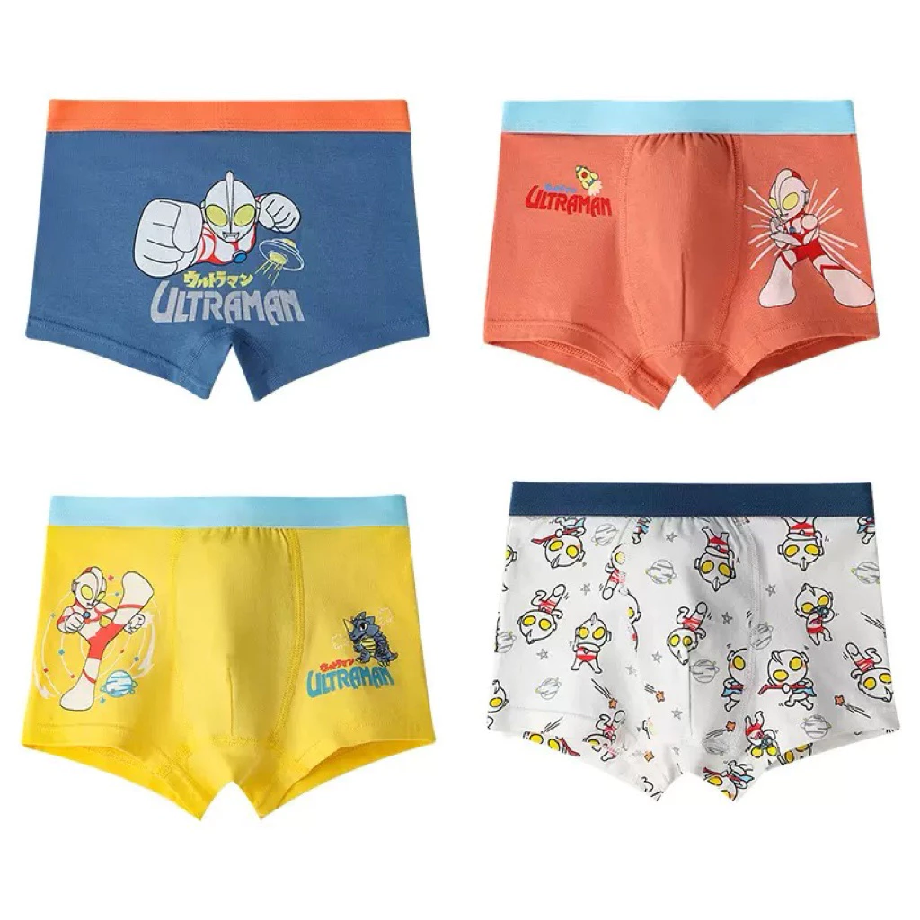 กางเกงในเด็กผู้ชาย เด็กโต/เด็กเล็ก/Boy/Children/underwear ผ้าฝ้ายแท้100% 2-13ขวบ/บ๊อกเซอร์เด็กชายระบายอากาศ(4ตัว/แพ็ค)