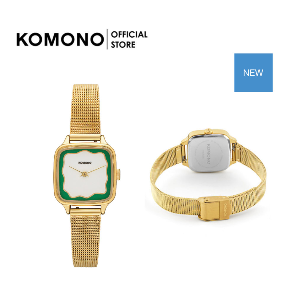 KOMONO Watch Kate Wave Royale Gold Mint นาฬิกาแฟชั่น/ทำงาน ทรงสี่เหลี่ยมเล็ก สีทองเขียว วัสดุคุณภาพ