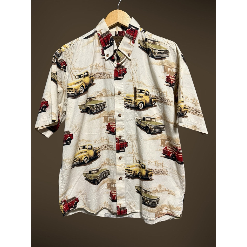 เสื้อเชิ้ตฮาวาย North River ลายรถ size 46