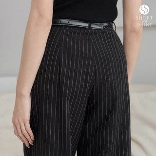 รุ่น Shine Stripe ความยาว 37 นิ้ว สำหรับสูง 147-155 กางเกงขากระบอกเรียบหรู ผ้านุ่มทอพรีเมียม ทรงสวยใส่สบาย
