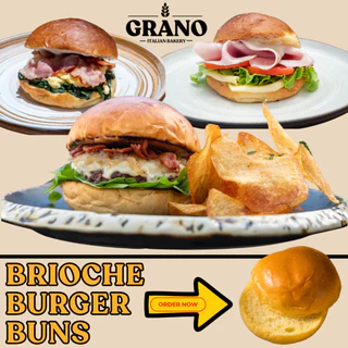 GRANO Brioche Burger Bun Premium | ขนมปังบริออชเบอร์เกอร์บัน | Soft Buttery Bread Burger Sandwich Bun | size 4"/10.5cm