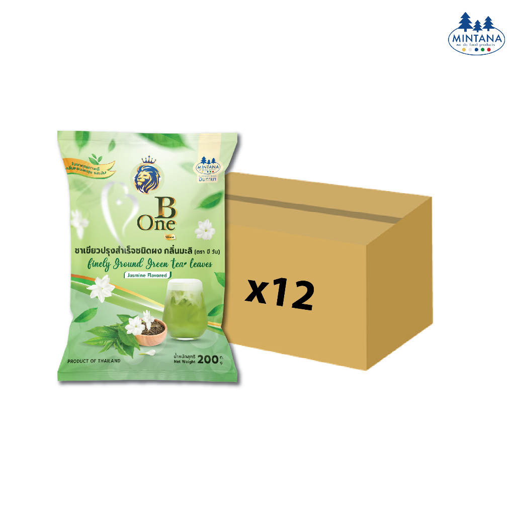 B-One Green Tea (ชาเขียวผงปรุงสำเร็จ ตรา บีวัน) ยกลัง 12 ถุง