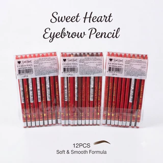 แพ็ค 12 ชิ้น ดินสอเขียนคิ้ว Sweet Heart Eyebrow Pencil มี 3 เฉดสีให้เลือก