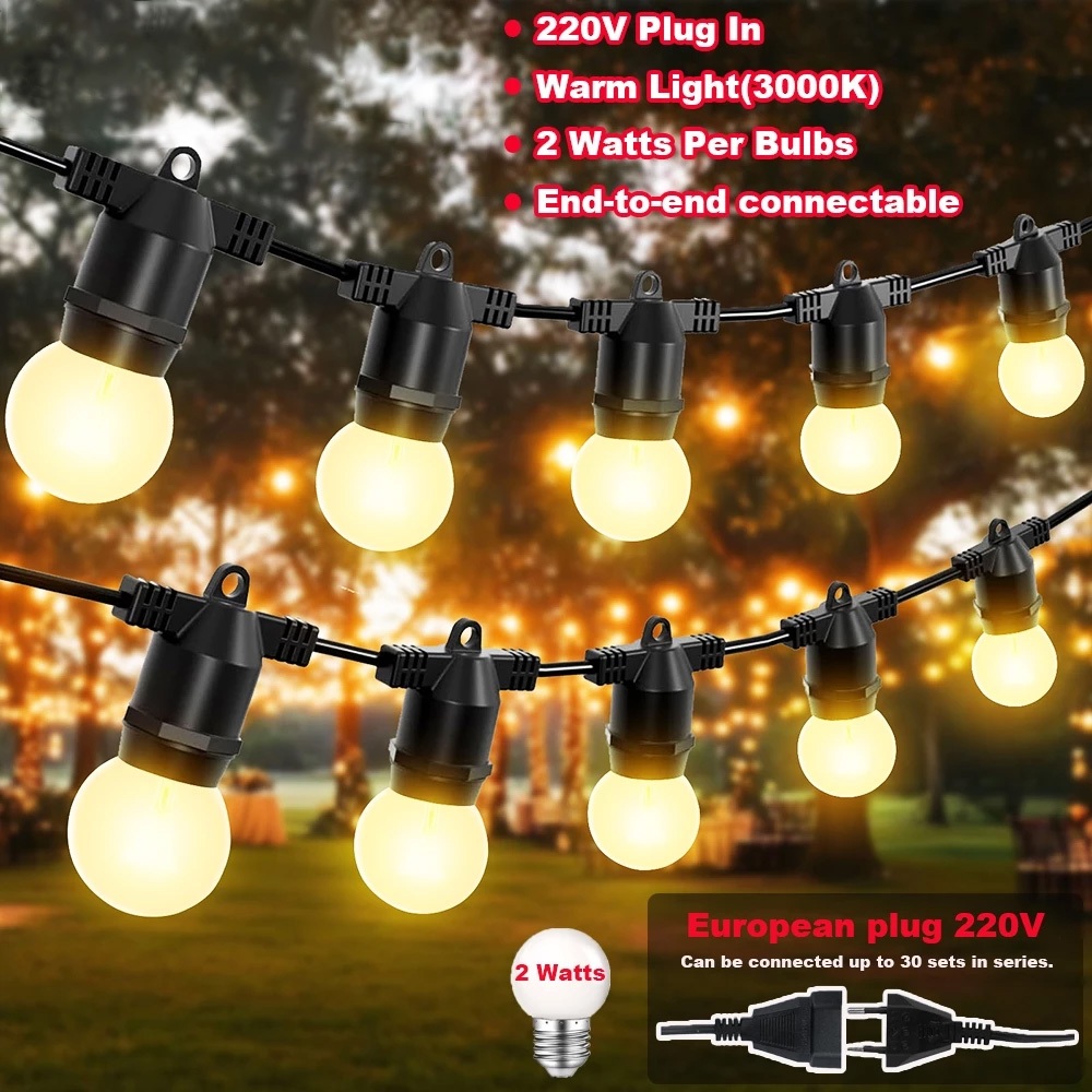 Qimedo G45 ไฟแต่งห้องนอนLED ไฟประดับ ไฟตกแต่งห้อง ไฟLEDเชือก กันน้ำกลางแจ้อง 220V ไฟเชือก ลาน-แขวน อบอุ่น สีขาว หลอดไฟ