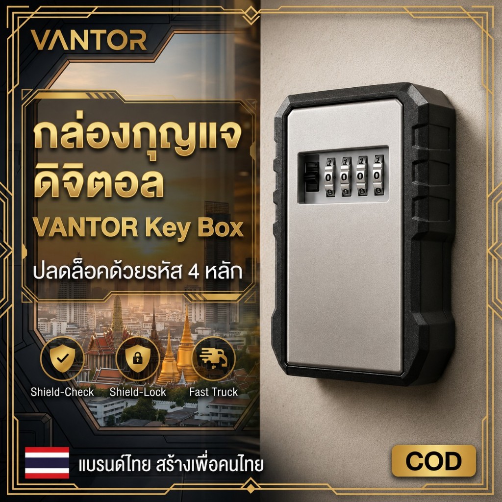 【ส่งไว ล็อคแน่น ปลอดภัย】กล่องเก็บกุญแจติดผนัง Key Box กล่องล็อคกุญแจ รหัสผ่าน 4 หลัก วัสดุโลหะ แข็งแรง กันงัด ใช้เก็บกุญ