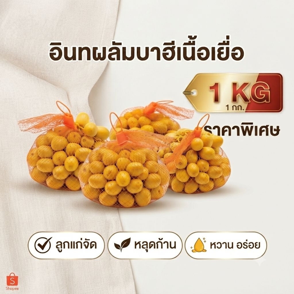 อินทผลัมบาฮี  ลูกแก่ หลุดก้าน  set 1 กิโลกรัม[พร้อมส่ง]