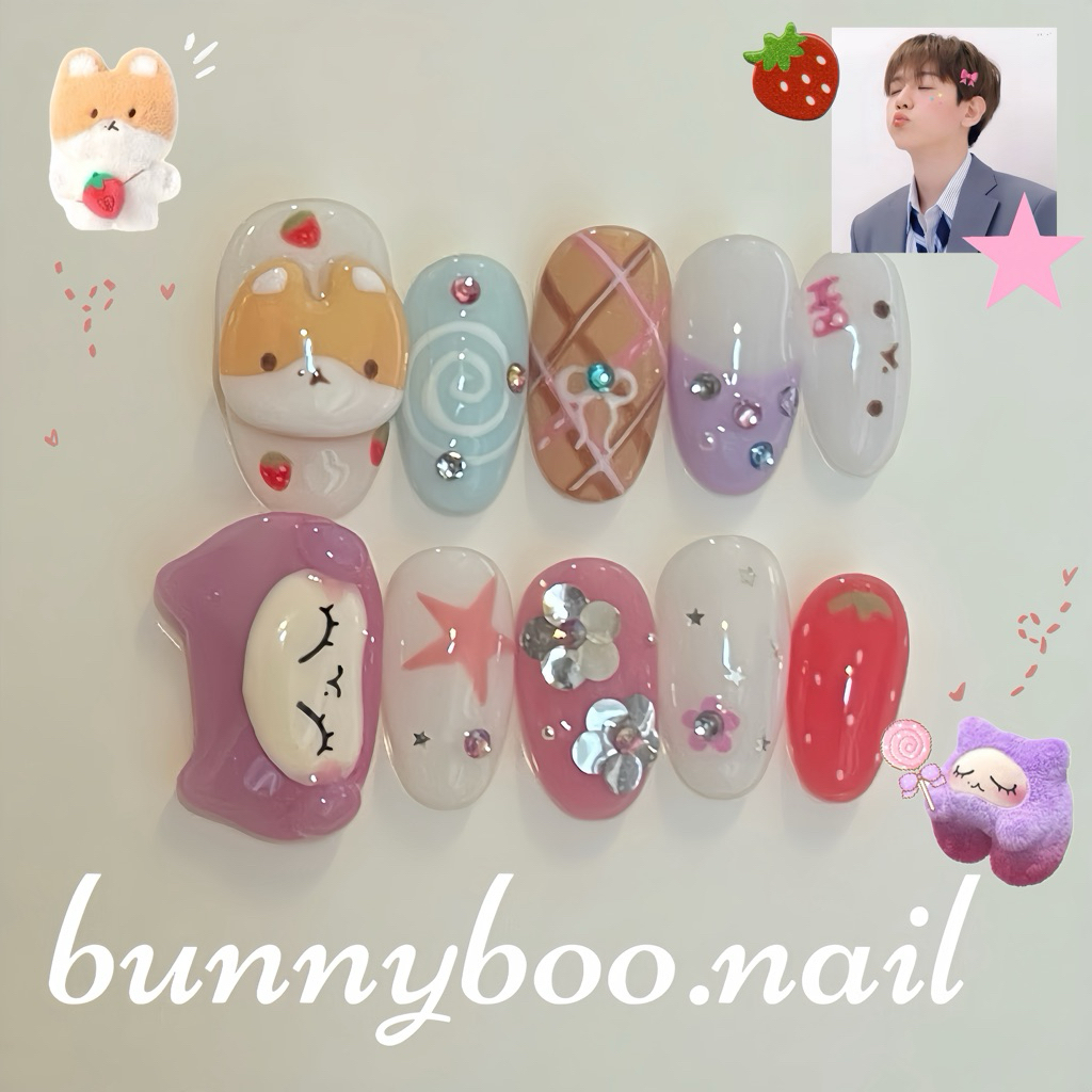 💅เล็บปลอมเจล baekhyun EXO🐶🩷 (มีกล่อง)