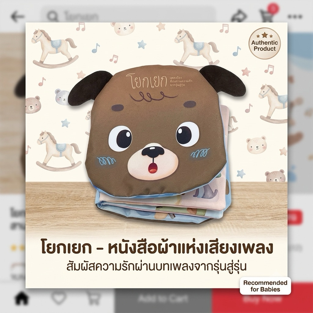 หนังสือผ้า โยกเยก หมาน่ารัก ซักได้ ของขวัญ เพลงร้องส่งผ่านความรักจากรุ่นสู่รุ่น ขยำมีเสียง มีคลิปเพลงให้ฟัง ส่งฟรี