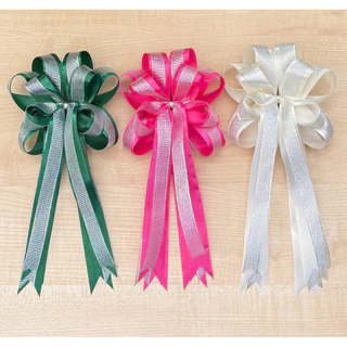 โบว์ขนาดใหญ่/ชิ้นละ25บาท(แพ็ค5/10ชิ้น)ขนาด13*25ซม./โบว์ผ้าคาดด้วยริบบิ้นทราย/โบว์สำเร็จรูป