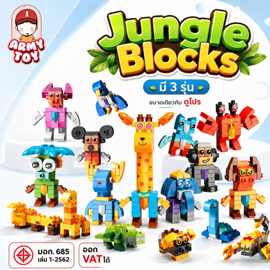 FEELO ของเล่น ตัวต่อ Jungle Blocks [ตัวต่อขนาดใหญ่] ของเล่น เสริมพัฒนาการ