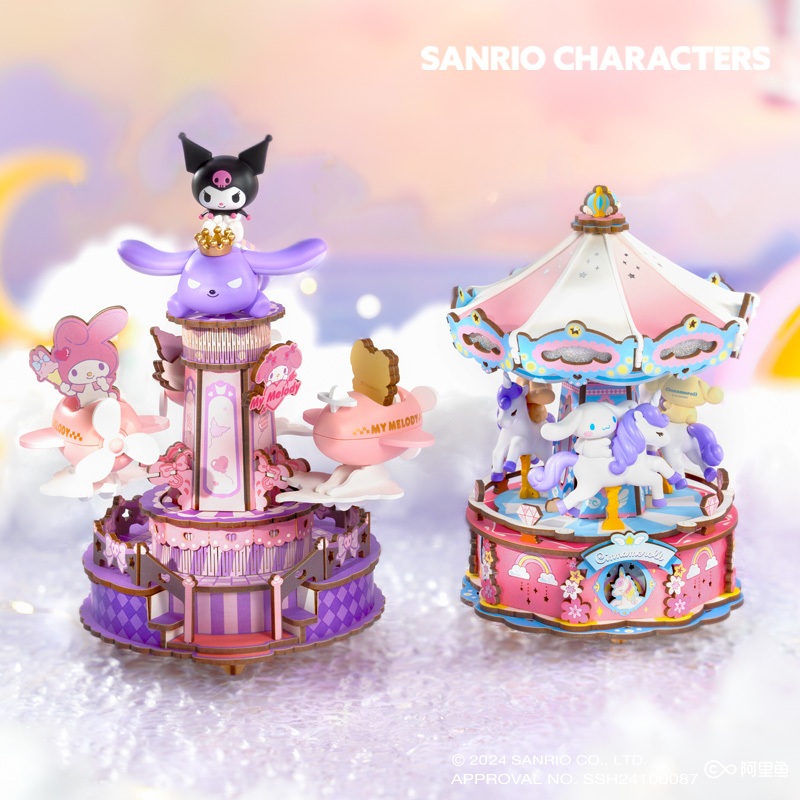 [Rolife]Rolife x Sanrio Wooden 3D Puzzle Music Box DIY Craft มีดนตรี หมุนได้ ของขวัญ ของเล่นศิลปะ DIYพร้อมส่ง ของแท้
