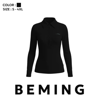 Bemingtop1238(S-4XL)-Lovi Polo - เสื้อโปโลแขนยาวทรงเข้ารูปดีไซน์เรียบกระดุมหน้า
