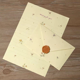 (En7) ซองจดหมาย ซองการ์ด ซองงานแต่ง สีครีม ลายดอกไม้ : ซองจดหมายลายสวยราคาถูก envelope