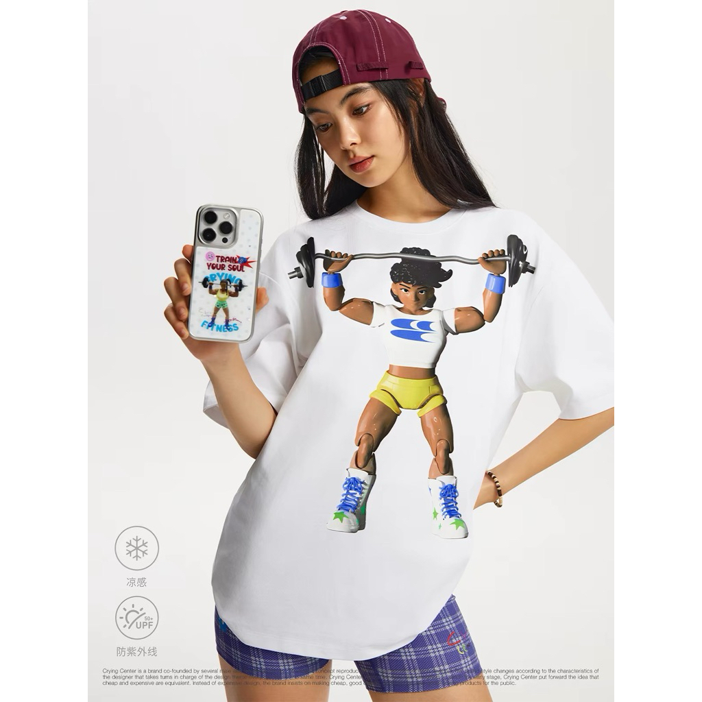 CryingCenter เสื้อยืดคอกลม ผ้านุ่ม Fitness Girl T-Shirt
