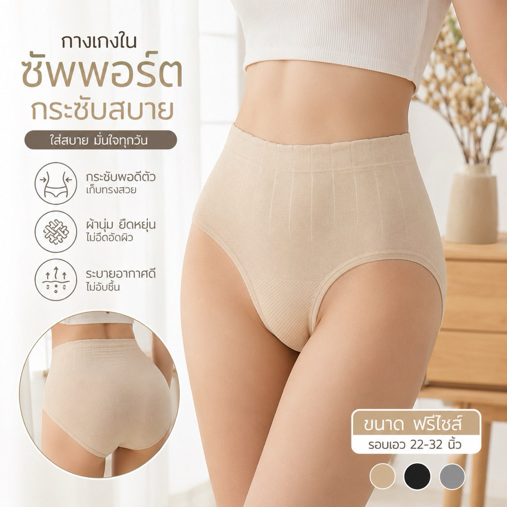 กางเกงในผู้หญิง เนื้อผ้านุ่ม ยืดหยุ่นดี กระชับพอดีตัว