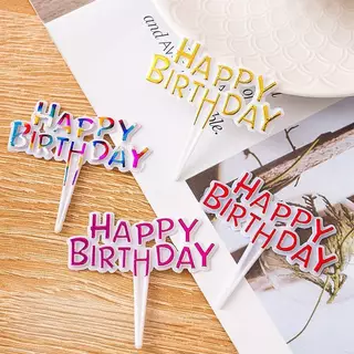 ป้ายปักเค้กพลาสติกhappy birthday 25ชิ้น/ชุด(พร้อมส่ง)