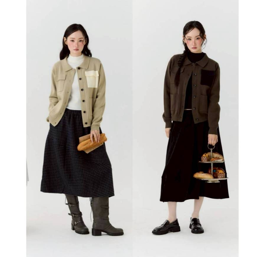 Hazel Knit Jacket - Snow begins เสื้อไหมพรมกันหนาว เสื้อแจ็กเกตไหมพรม