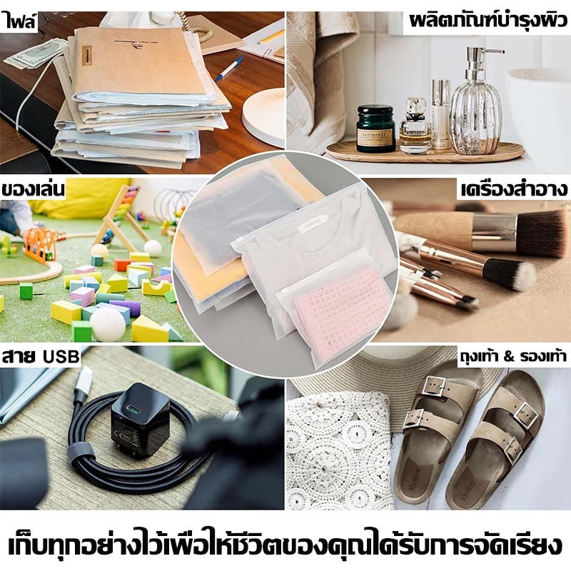 EVAถุงรูดเก็บเสื้อผ้า แบบขุ่น ถุงซิปรูด ปรูด มีรู สีขุ่น รูปที่ 7