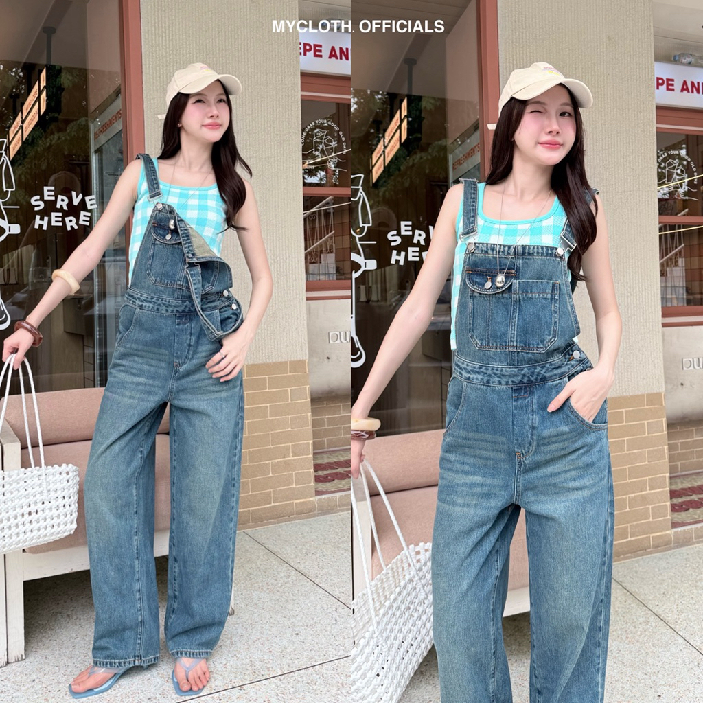 mycloth.officials (5272) - เอี๊ยมยีนส์ขายาว สีสนิมเฟดเบาๆ น่ารักสุดๆ