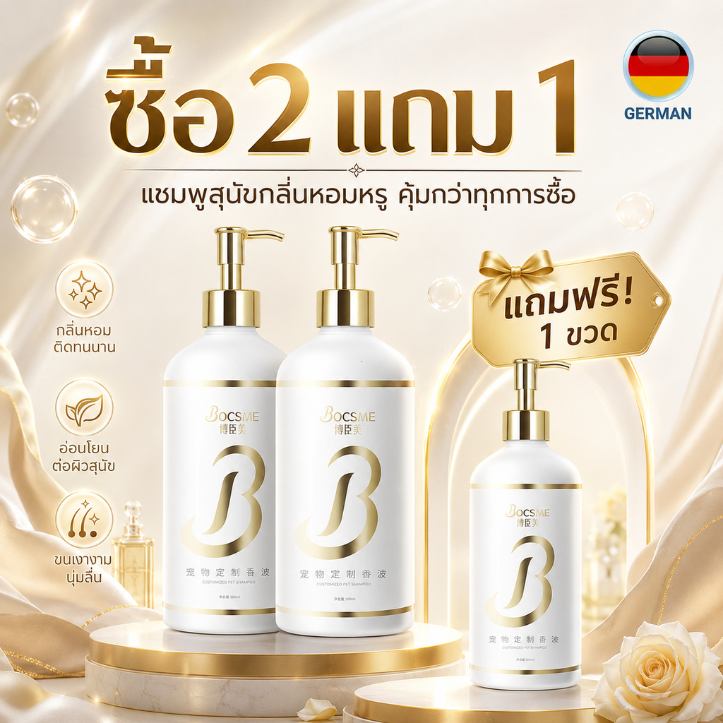 แชมพูอาบน้ำสุนัข 500 มล. กลิ่นหอมละมุน บำรุงขนนุ่มลื่น เหมาะกับสุนัขทุกสายพันธุ์