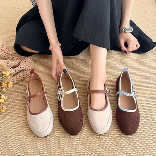 [LN3991]รองเท้า รองเท้าแมรี่เจน รองเท้าคัชชู ส้นแบน 2cm พื้นนุ่มนิ่ม ดีไซน์สายรัดส ไซส์ 36-43