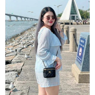 ชุดเซ็ทผ้าโรซี่ผ้าปักดอกไม้ เสื้อดีเทลระบาย พรางหุ่นปิดพุงสำหรับสาวอวบอ้วน เนื้อผ้านิ่ม กางเกงมีซับใน