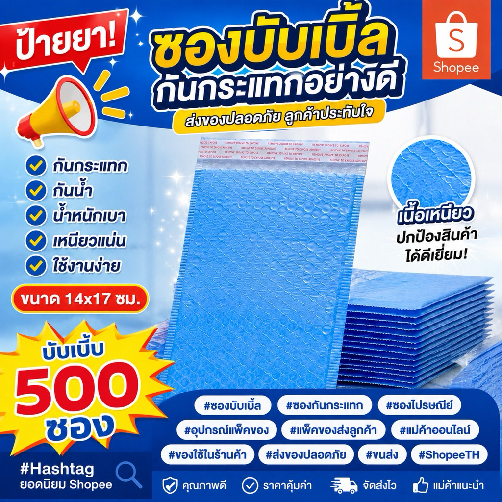 500ใบ ซองกันกระแทก ขนาด14x17ซม. สั่งด่วนส่งทันที