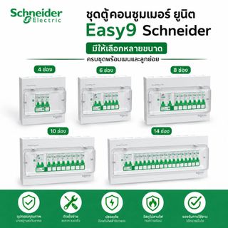 Schneider ตู้คอนซูมเมอร์ ยูนิต ครบชุด พร้อมเมนและลูกย่อย ขนาด 4,6,8,10,14, รุ่น Easy9 Plug-On Consumer Unit ชไนเดอร์