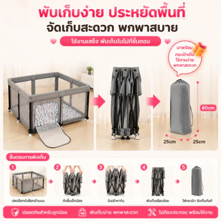 NIVICO BEBE คอกกั้นเด็กพับได้ ไม่ต้องประกอบ พื้นที่เล่นสำหรับเด็ก พกพาสะดวก ตาข่ายระบายอากาศ โครงแข็งแรง คอกกั้นเด็ก