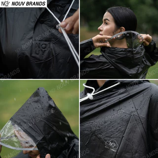เสื้อคลุมกันฝน ชุดเสื้อกันฝนยาวคลุมขา ผ้าหนาพิเศษ pvc+nylon NOUV BRANDS Raincoat Rain Poncho