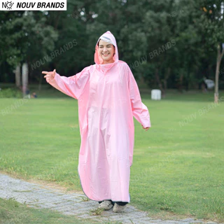 เสื้อคลุมกันฝน ชุดเสื้อกันฝนยาวคลุมขา ผ้าหนาพิเศษ pvc+nylon NOUV BRANDS Raincoat Rain Poncho